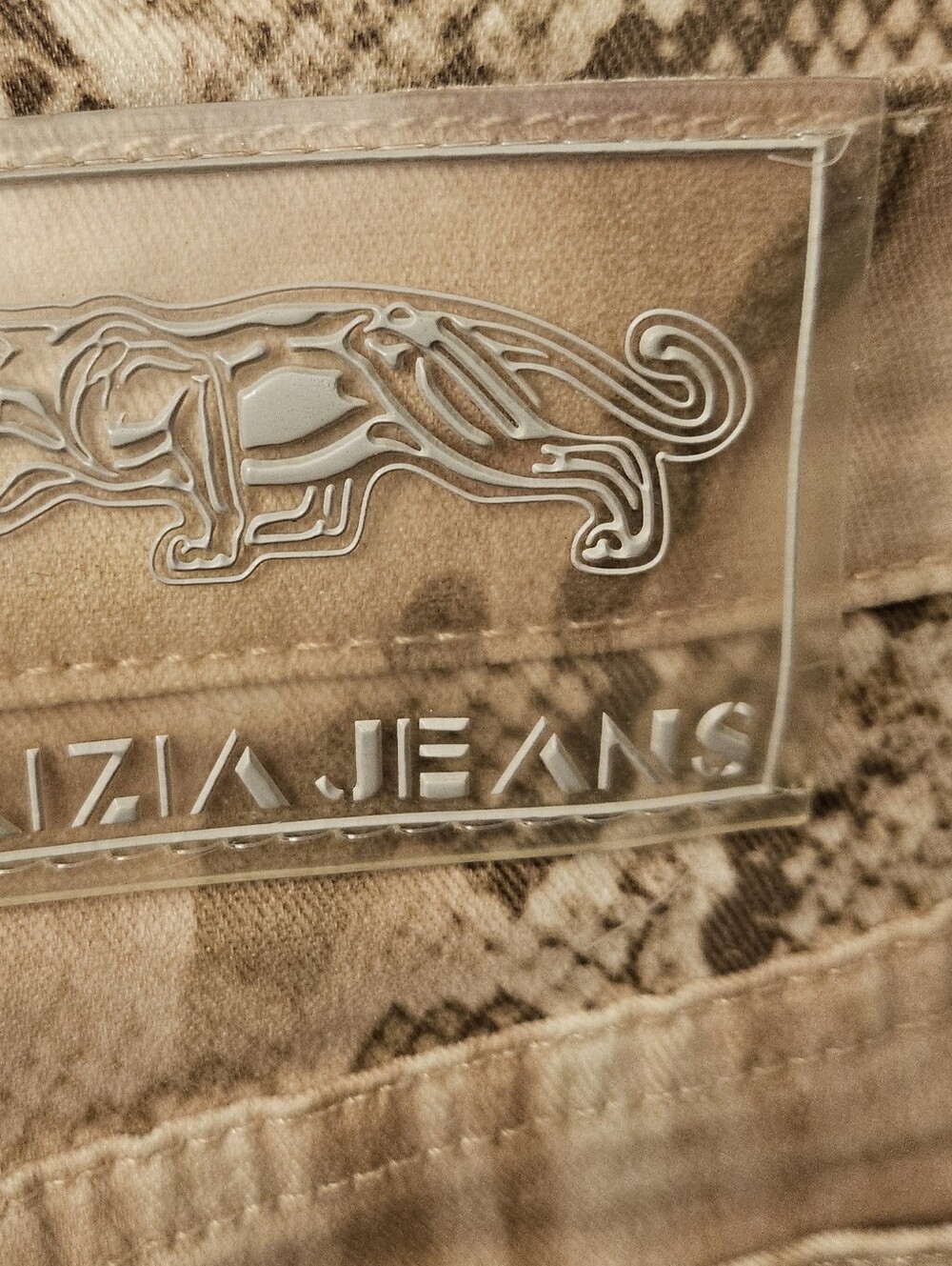 Krizia Jeans Snakeskin Print Jeans — Tan Brown - Picture 5 of 11